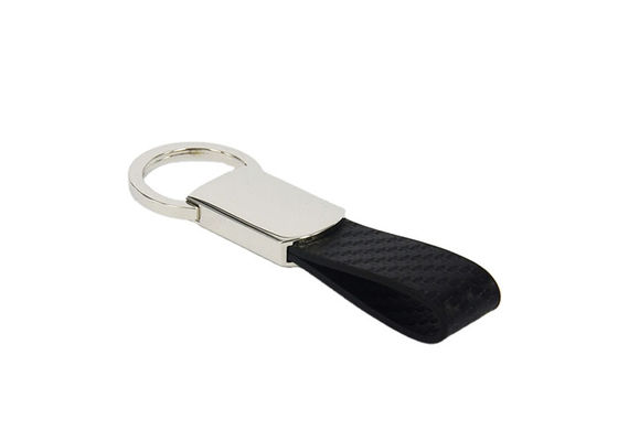 Carbon Fibre Leather Key Chains Metal PU Braided Leather Keychain